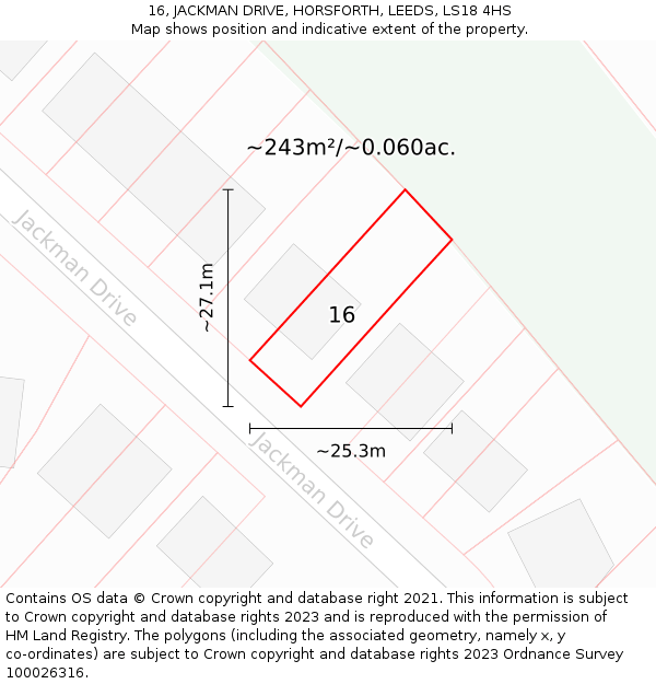 16, JACKMAN DRIVE, HORSFORTH, LEEDS, LS18 4HS: Plot and title map