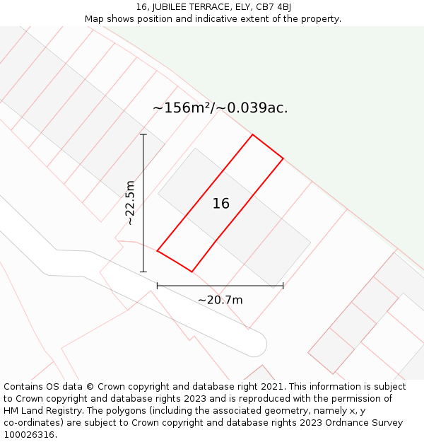 16, JUBILEE TERRACE, ELY, CB7 4BJ: Plot and title map