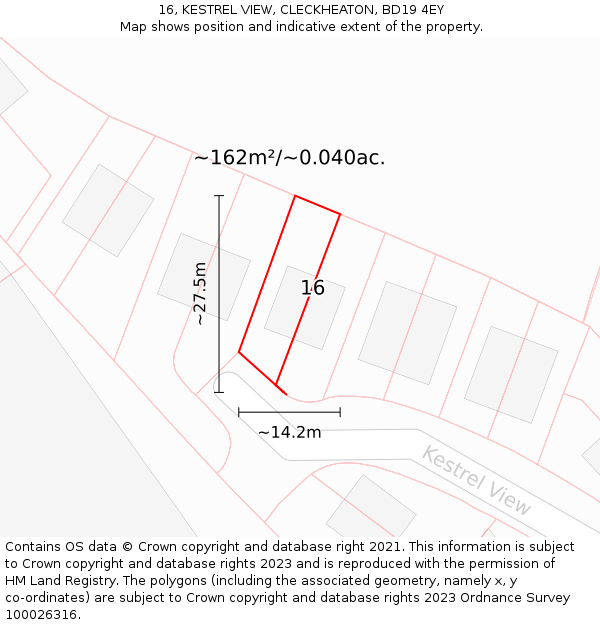 16, KESTREL VIEW, CLECKHEATON, BD19 4EY: Plot and title map