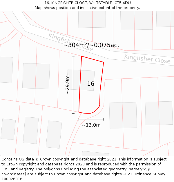 16, KINGFISHER CLOSE, WHITSTABLE, CT5 4DU: Plot and title map