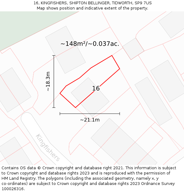 16, KINGFISHERS, SHIPTON BELLINGER, TIDWORTH, SP9 7US: Plot and title map