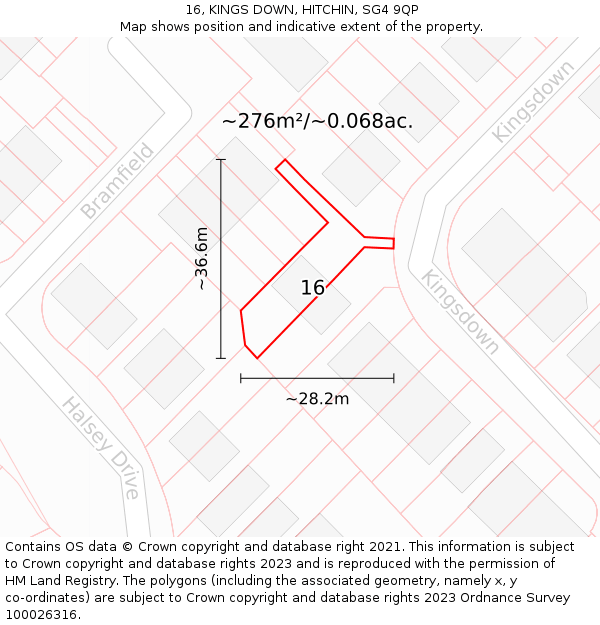 16, KINGS DOWN, HITCHIN, SG4 9QP: Plot and title map