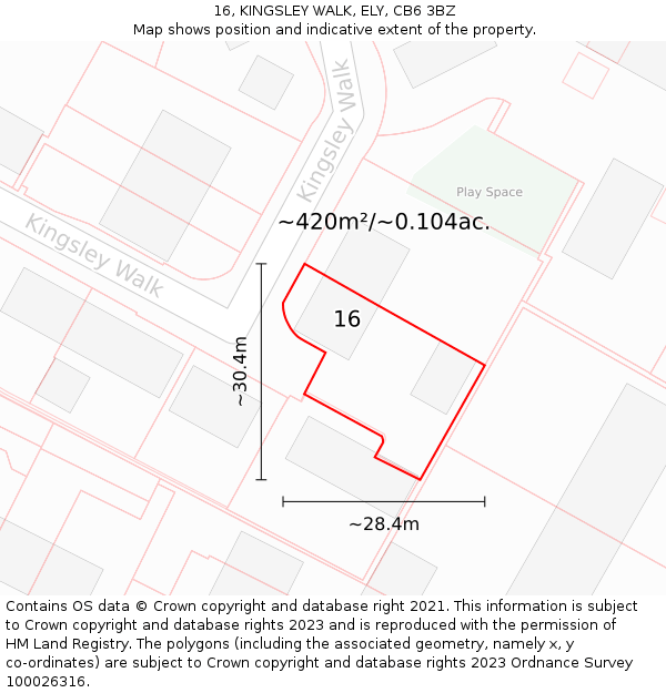 16, KINGSLEY WALK, ELY, CB6 3BZ: Plot and title map