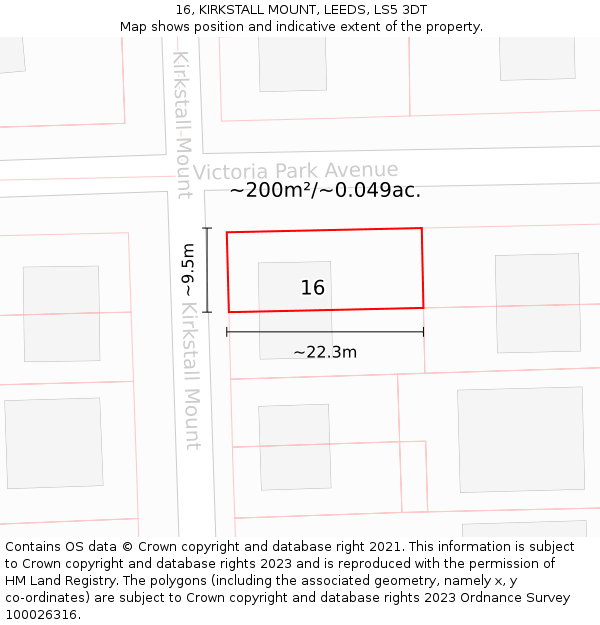 16, KIRKSTALL MOUNT, LEEDS, LS5 3DT: Plot and title map