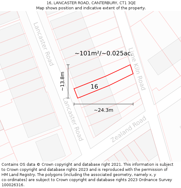 16, LANCASTER ROAD, CANTERBURY, CT1 3QE: Plot and title map