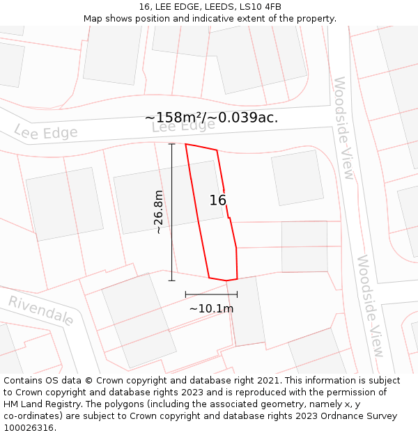 16, LEE EDGE, LEEDS, LS10 4FB: Plot and title map