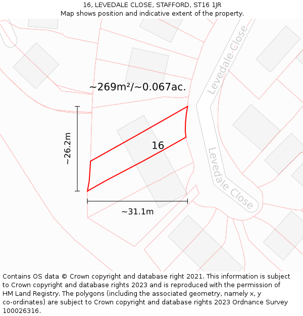 16, LEVEDALE CLOSE, STAFFORD, ST16 1JR: Plot and title map