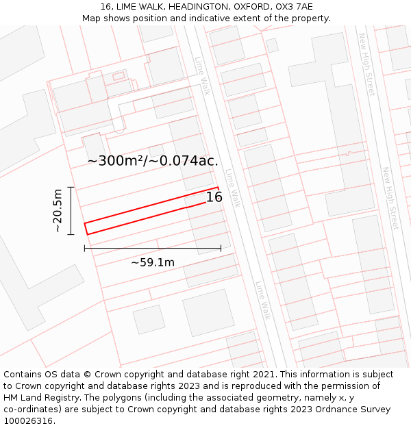 16, LIME WALK, HEADINGTON, OXFORD, OX3 7AE: Plot and title map