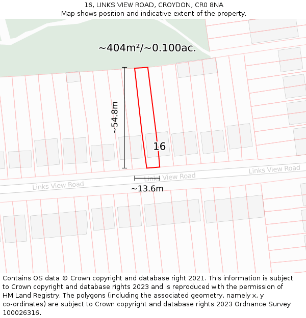 16, LINKS VIEW ROAD, CROYDON, CR0 8NA: Plot and title map