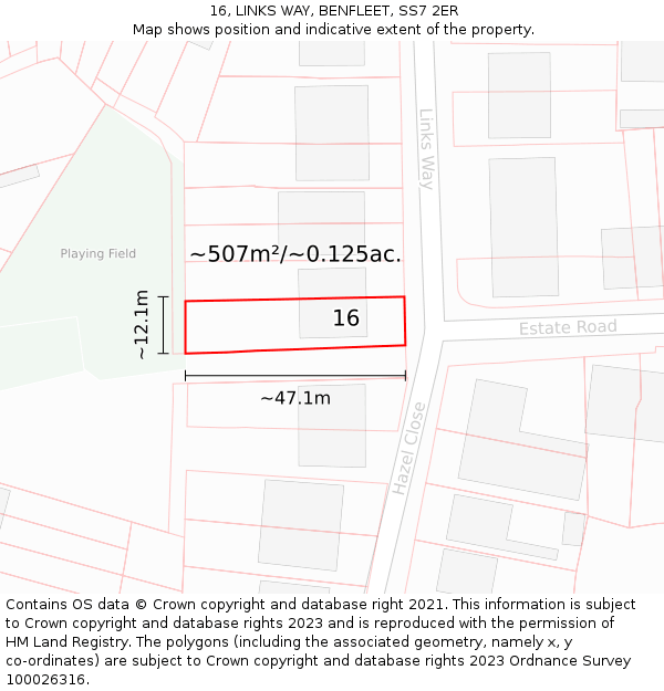 16, LINKS WAY, BENFLEET, SS7 2ER: Plot and title map
