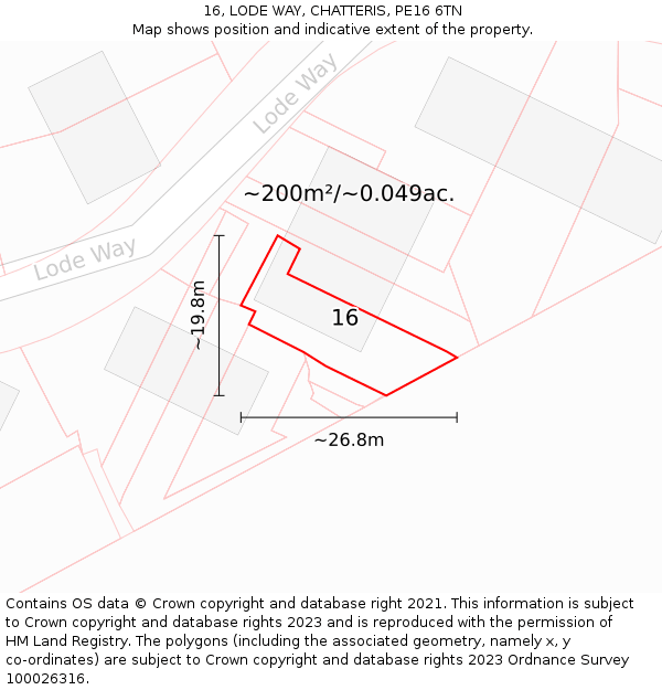 16, LODE WAY, CHATTERIS, PE16 6TN: Plot and title map