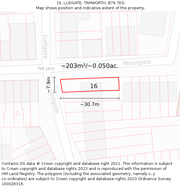 16, LUDGATE, TAMWORTH, B79 7EG: Plot and title map