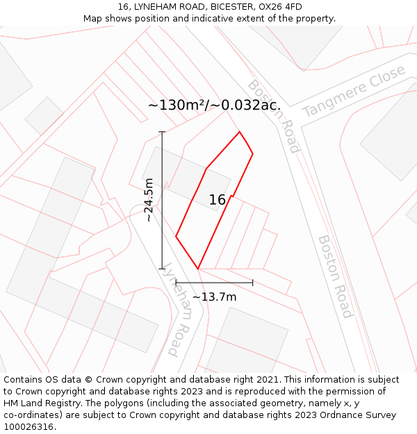 16, LYNEHAM ROAD, BICESTER, OX26 4FD: Plot and title map