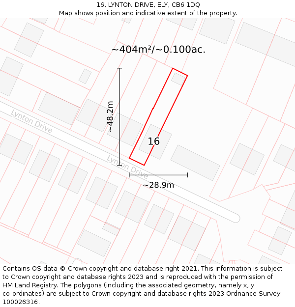 16, LYNTON DRIVE, ELY, CB6 1DQ: Plot and title map