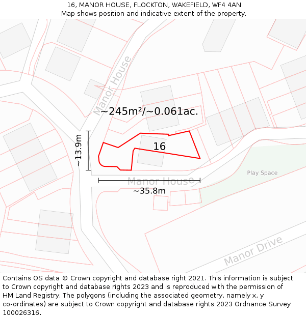 16, MANOR HOUSE, FLOCKTON, WAKEFIELD, WF4 4AN: Plot and title map