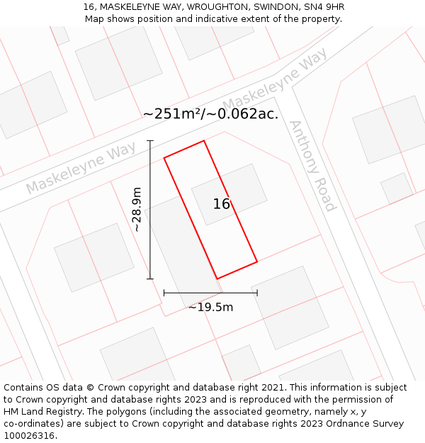 16, MASKELEYNE WAY, WROUGHTON, SWINDON, SN4 9HR: Plot and title map