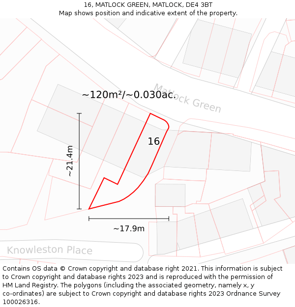 16, MATLOCK GREEN, MATLOCK, DE4 3BT: Plot and title map