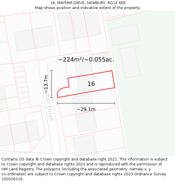 16, MAYFAIR DRIVE, NEWBURY, RG14 6EE: Plot and title map