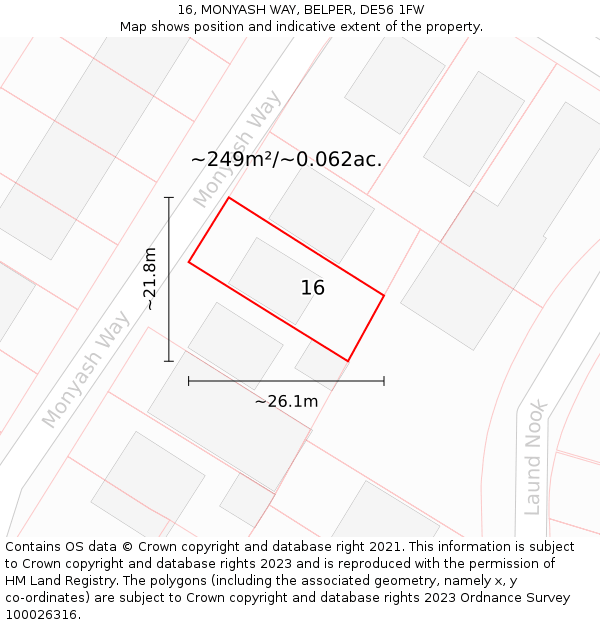 16, MONYASH WAY, BELPER, DE56 1FW: Plot and title map