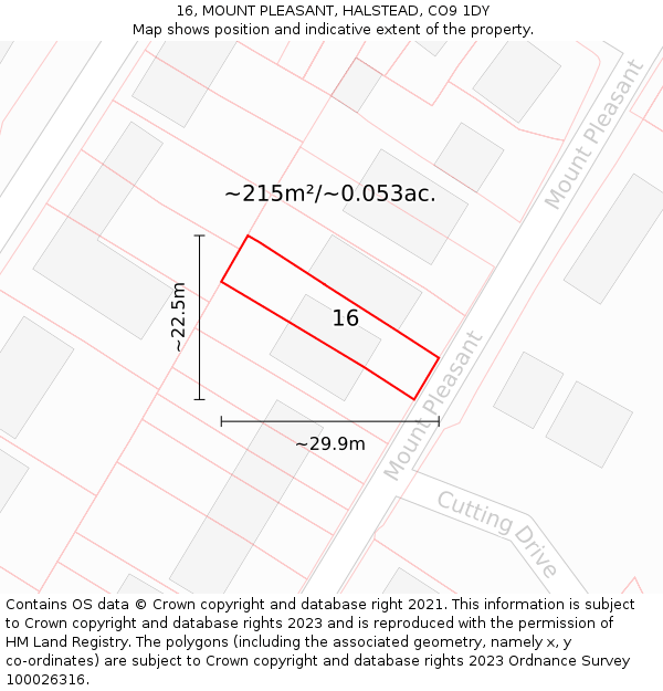 16, MOUNT PLEASANT, HALSTEAD, CO9 1DY: Plot and title map