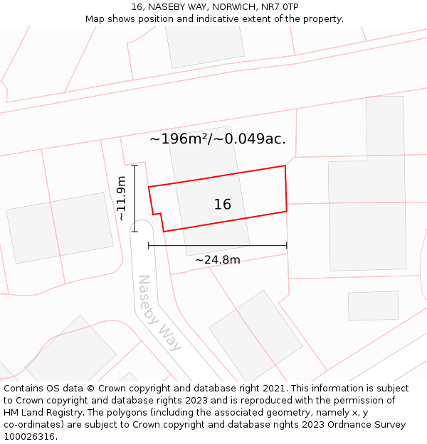 16, NASEBY WAY, NORWICH, NR7 0TP: Plot and title map
