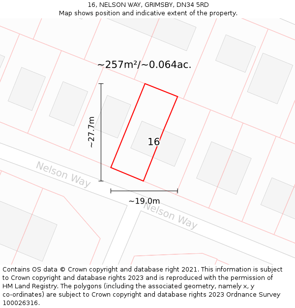 16, NELSON WAY, GRIMSBY, DN34 5RD: Plot and title map