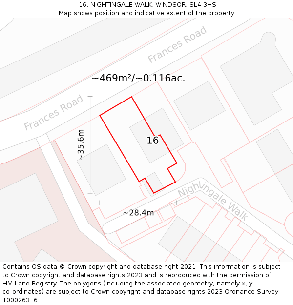16, NIGHTINGALE WALK, WINDSOR, SL4 3HS: Plot and title map