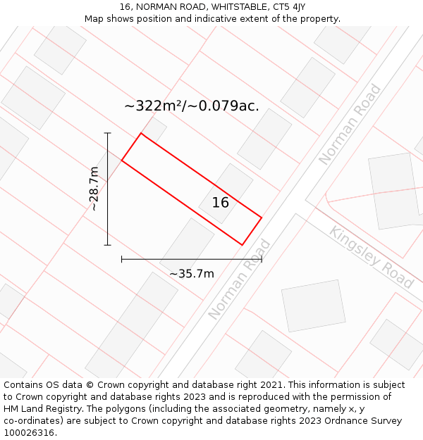 16, NORMAN ROAD, WHITSTABLE, CT5 4JY: Plot and title map