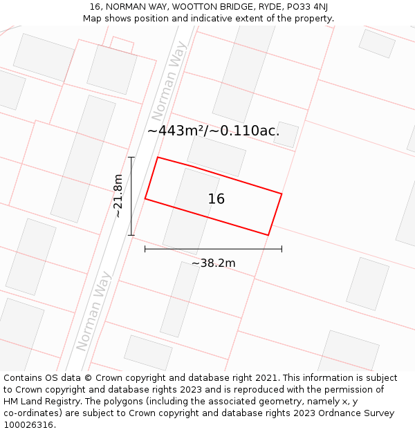 16, NORMAN WAY, WOOTTON BRIDGE, RYDE, PO33 4NJ: Plot and title map