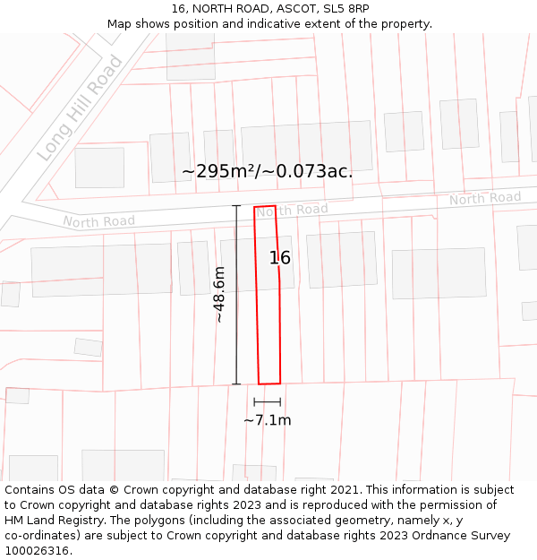 16, NORTH ROAD, ASCOT, SL5 8RP: Plot and title map