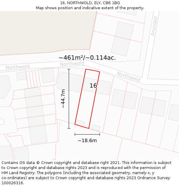 16, NORTHWOLD, ELY, CB6 1BG: Plot and title map