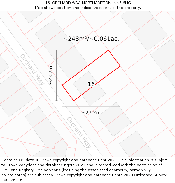 16, ORCHARD WAY, NORTHAMPTON, NN5 6HG: Plot and title map