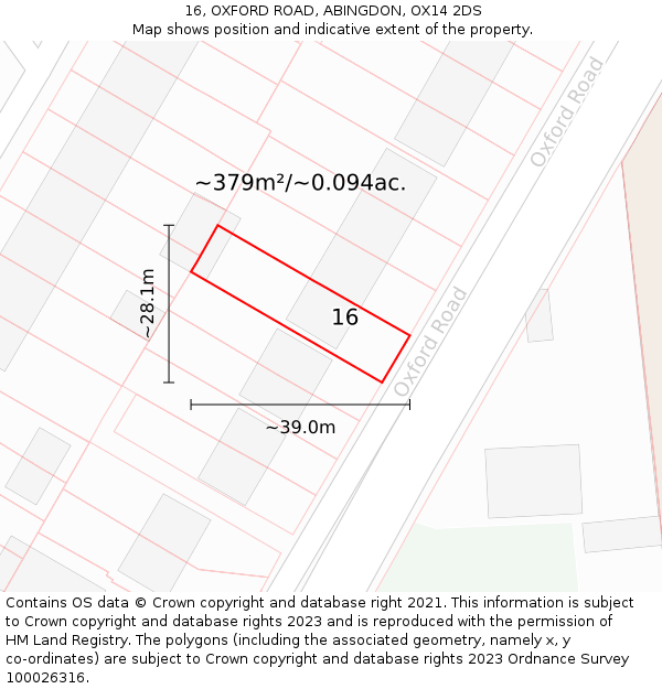 16, OXFORD ROAD, ABINGDON, OX14 2DS: Plot and title map