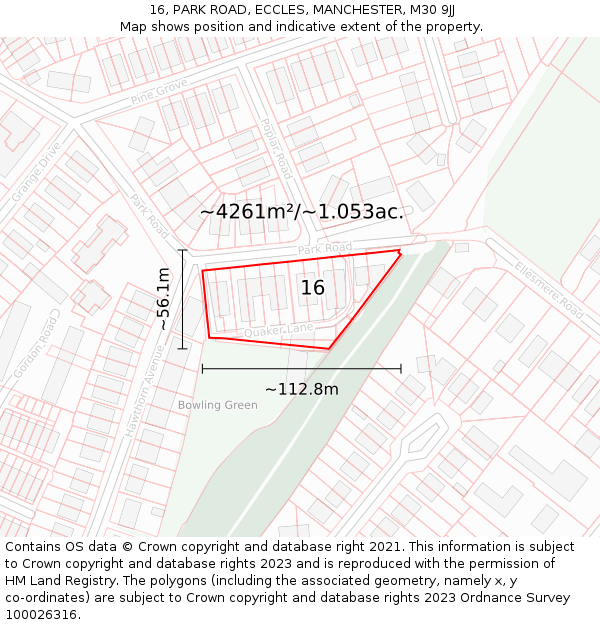 16, PARK ROAD, ECCLES, MANCHESTER, M30 9JJ: Plot and title map