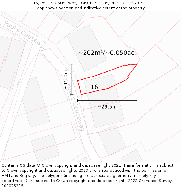 16, PAULS CAUSEWAY, CONGRESBURY, BRISTOL, BS49 5DH: Plot and title map