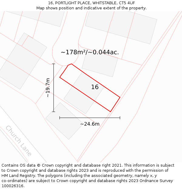 16, PORTLIGHT PLACE, WHITSTABLE, CT5 4UF: Plot and title map