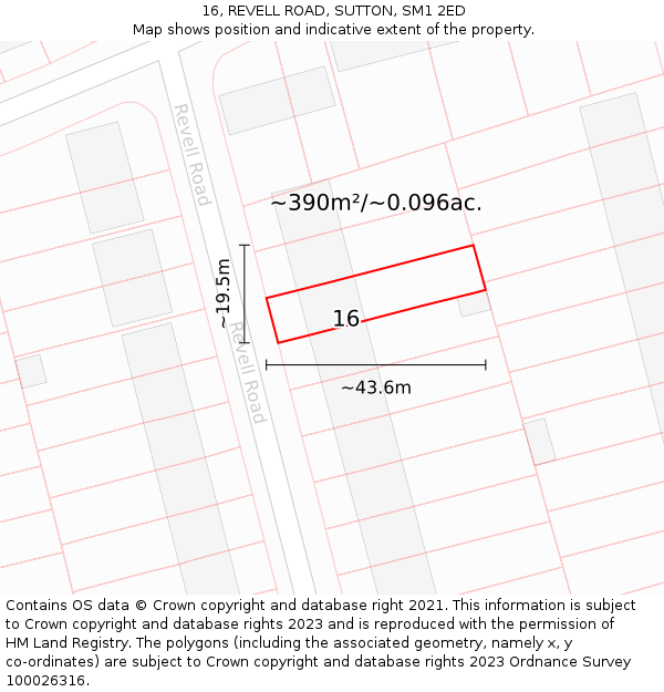 16, REVELL ROAD, SUTTON, SM1 2ED: Plot and title map