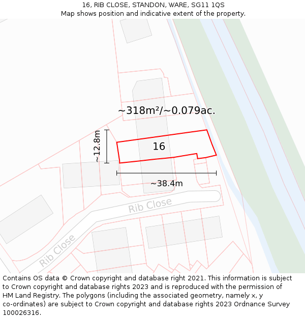 16, RIB CLOSE, STANDON, WARE, SG11 1QS: Plot and title map