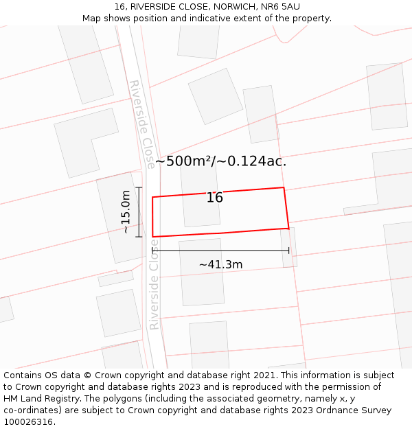 16, RIVERSIDE CLOSE, NORWICH, NR6 5AU: Plot and title map