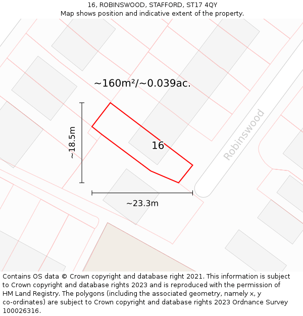 16, ROBINSWOOD, STAFFORD, ST17 4QY: Plot and title map