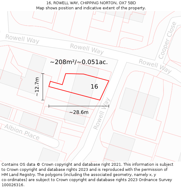 16, ROWELL WAY, CHIPPING NORTON, OX7 5BD: Plot and title map