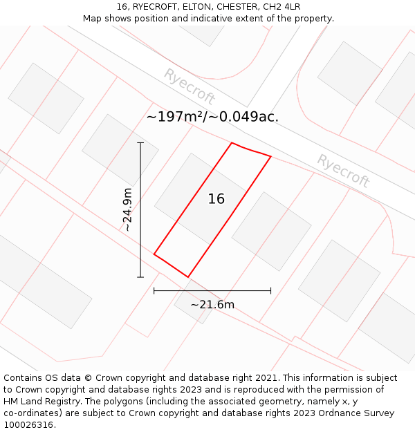 16, RYECROFT, ELTON, CHESTER, CH2 4LR: Plot and title map