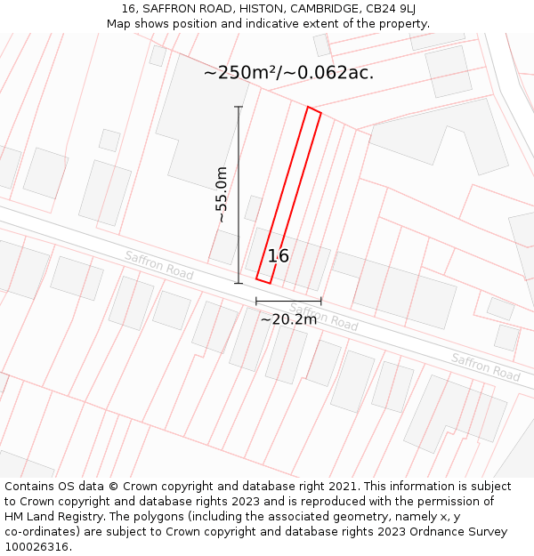 16, SAFFRON ROAD, HISTON, CAMBRIDGE, CB24 9LJ: Plot and title map