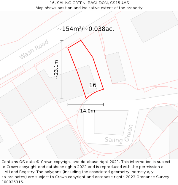 16, SALING GREEN, BASILDON, SS15 4AS: Plot and title map