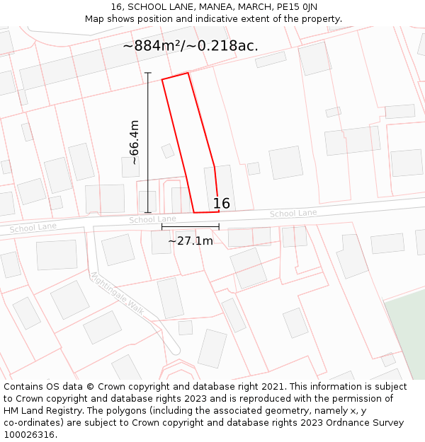 16, SCHOOL LANE, MANEA, MARCH, PE15 0JN: Plot and title map