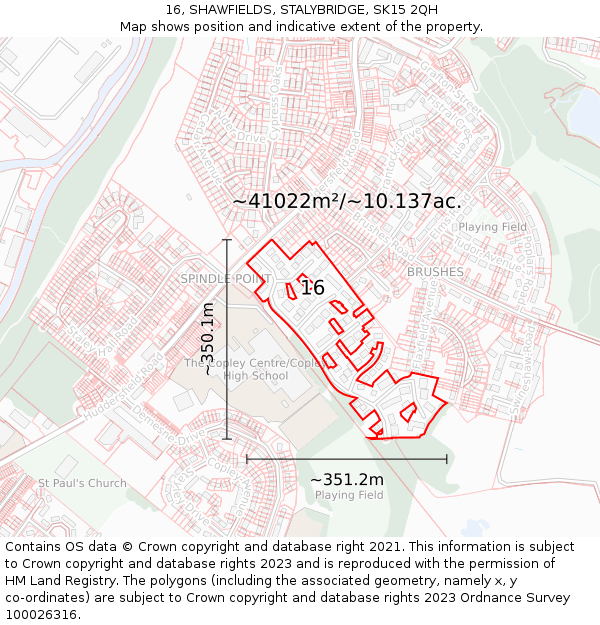 16, SHAWFIELDS, STALYBRIDGE, SK15 2QH: Plot and title map