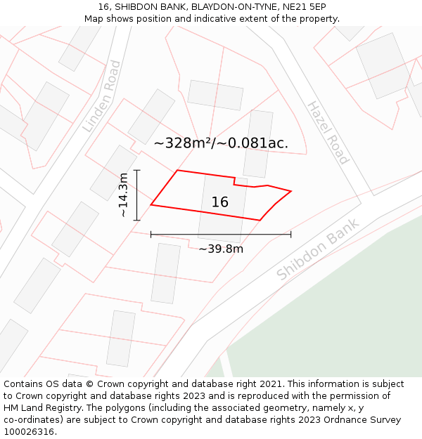 16, SHIBDON BANK, BLAYDON-ON-TYNE, NE21 5EP: Plot and title map