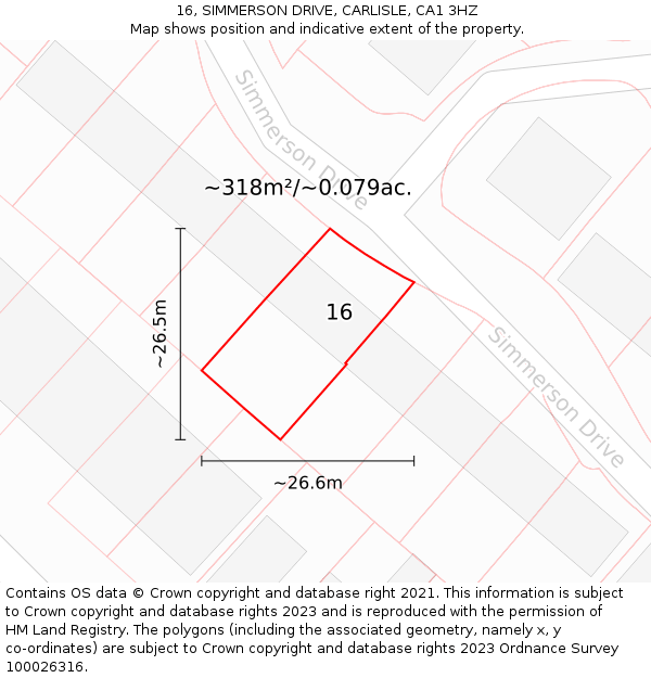 16, SIMMERSON DRIVE, CARLISLE, CA1 3HZ: Plot and title map