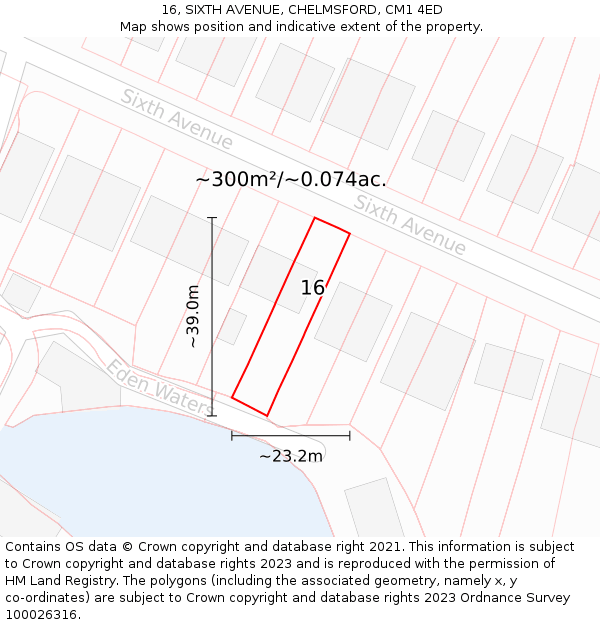 16, SIXTH AVENUE, CHELMSFORD, CM1 4ED: Plot and title map