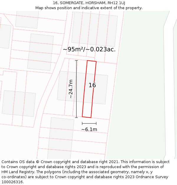 16, SOMERGATE, HORSHAM, RH12 1UJ: Plot and title map